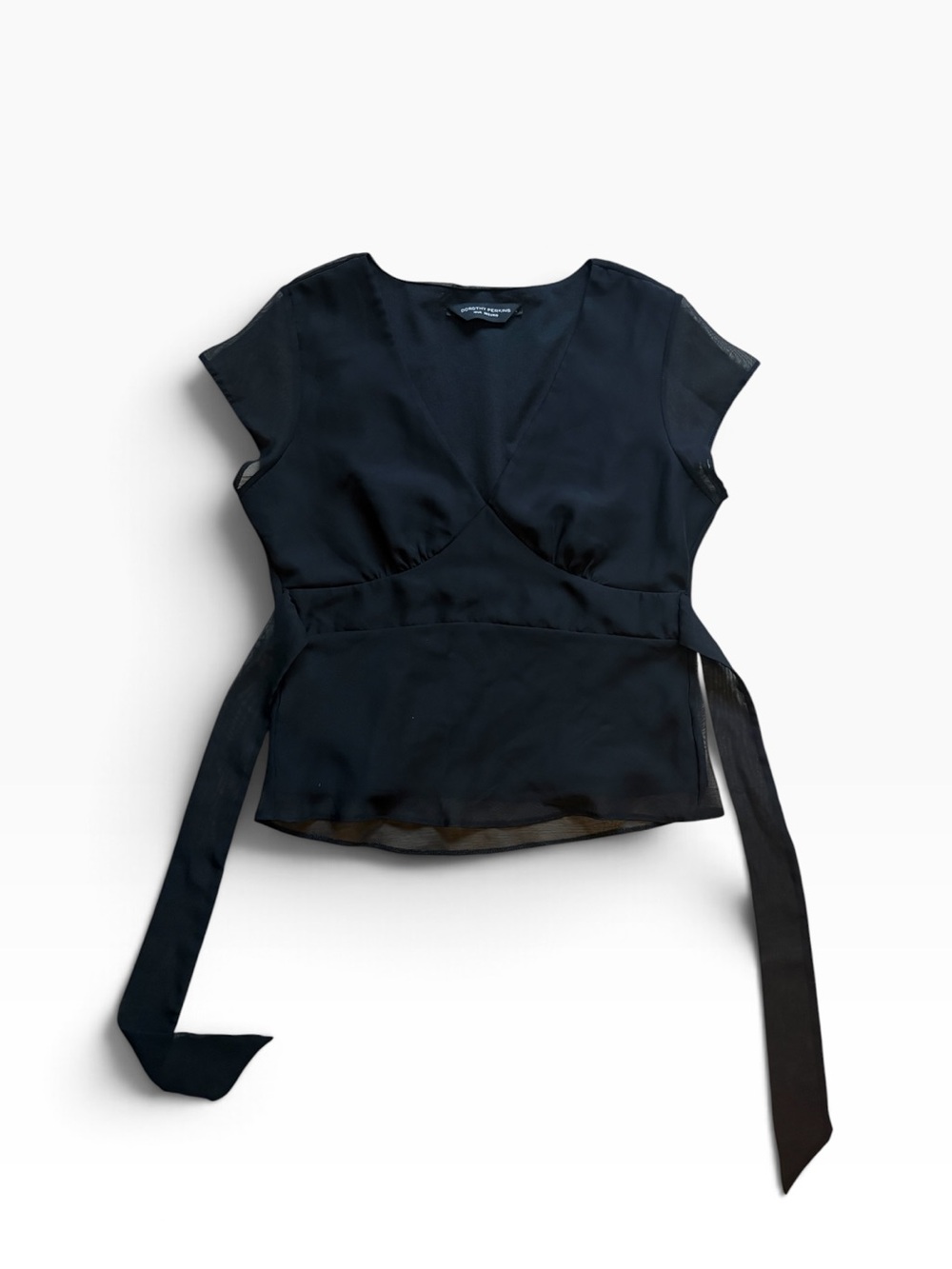 Dorothy Perkins Black Tie-Waist Blouse – UK 10 / EU 38
